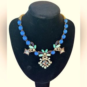 J Crew chunky necklace! Blues, pale pink, clear stones. Great style!